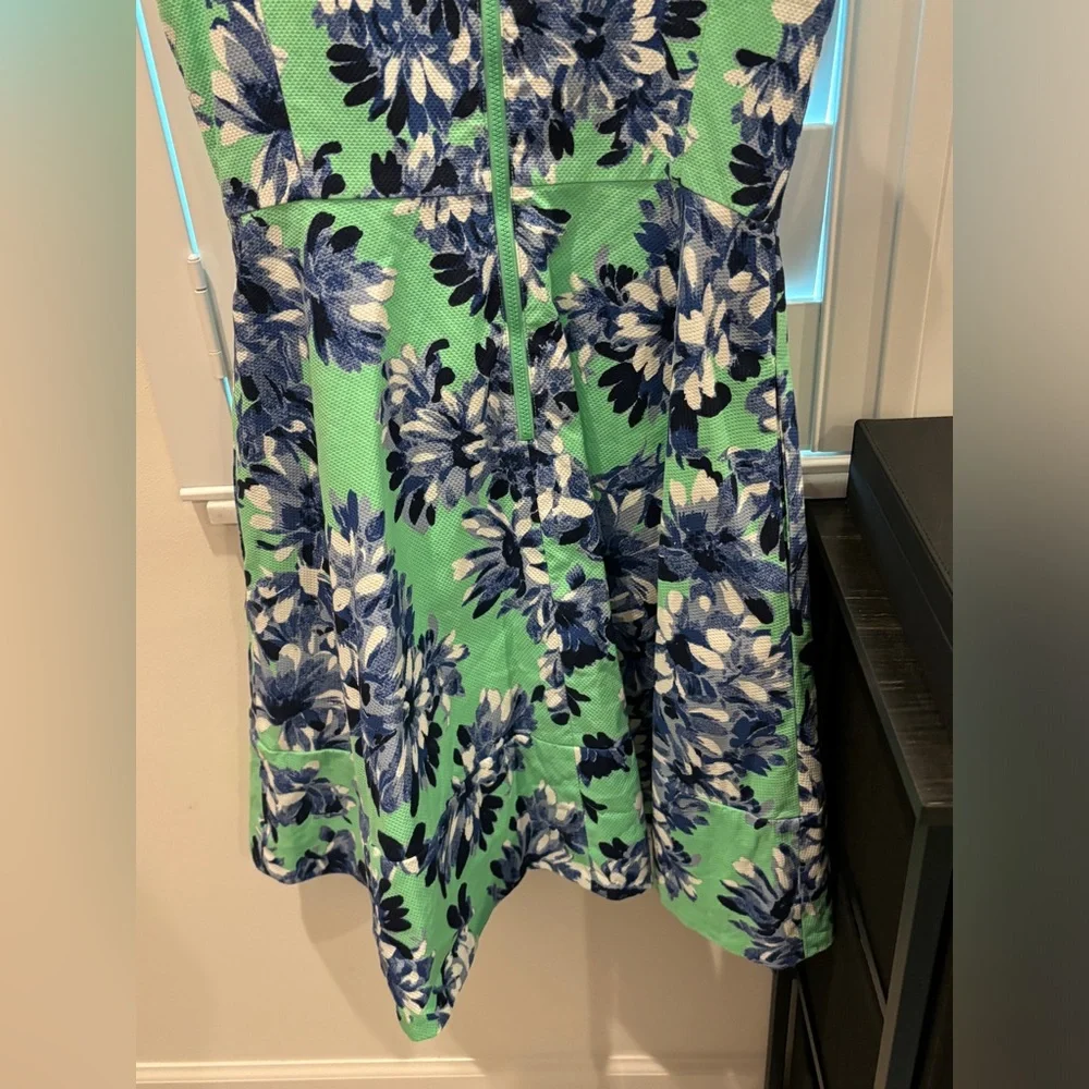 J.Crew Green Blue Floral Dress Fit and Flare Size 2